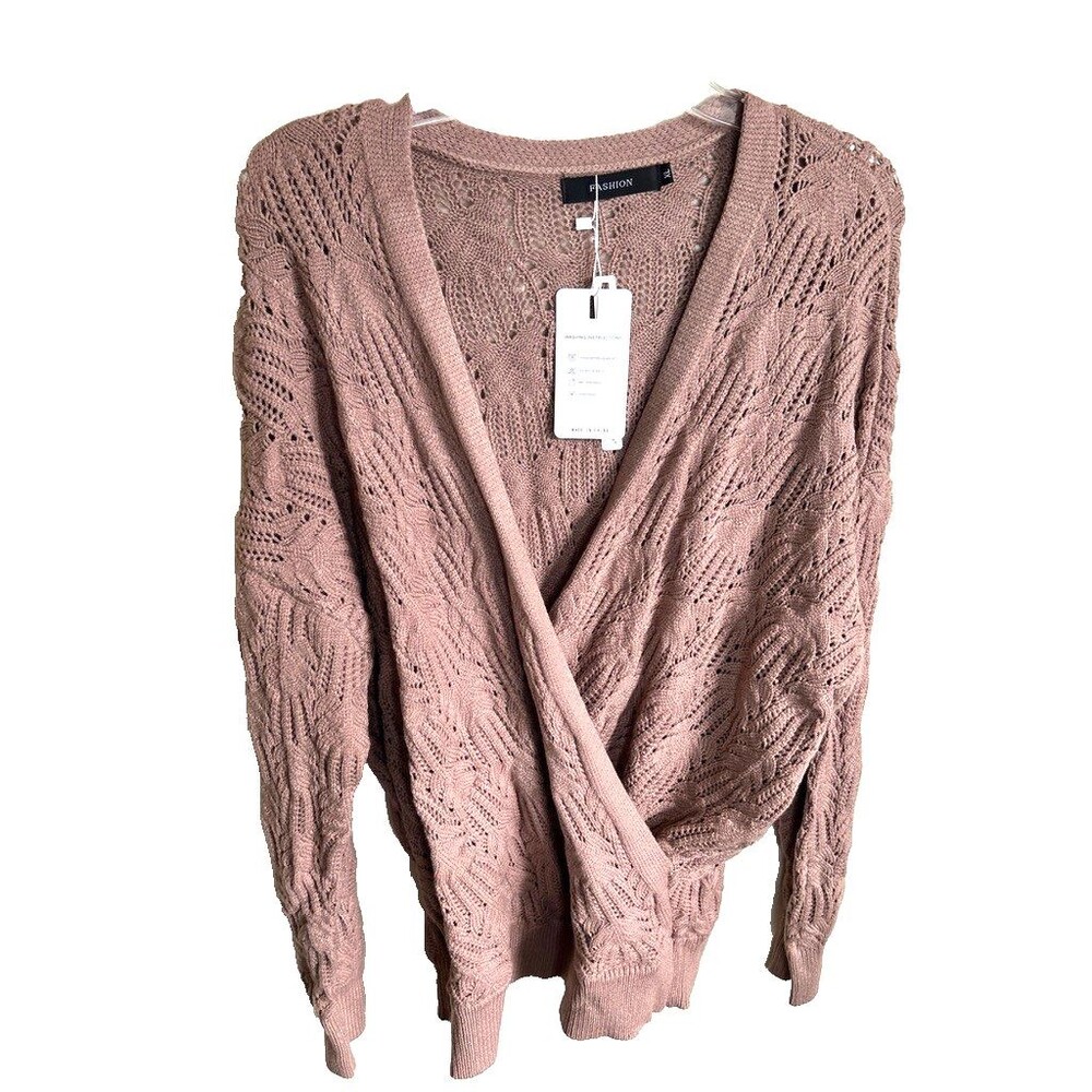 Merokeety  Women’s Wrap Around Sweater Size XL NT beige color